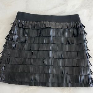 Tru Luv Girls Black Fringed Leather Skirt-Size XL